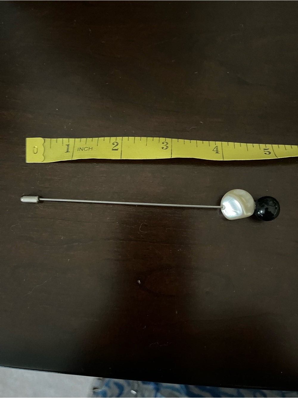 Pearl and Black Accent Hat Pin - White and Black Home Accent